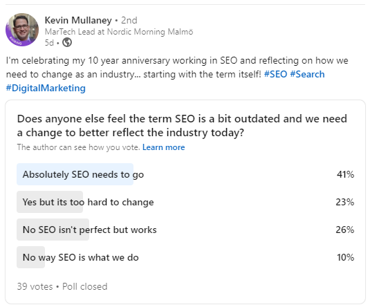 Poll on the state of SEO
