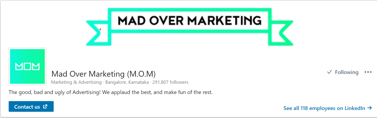 Mad Over Marketing (MOM) LinkedIn page